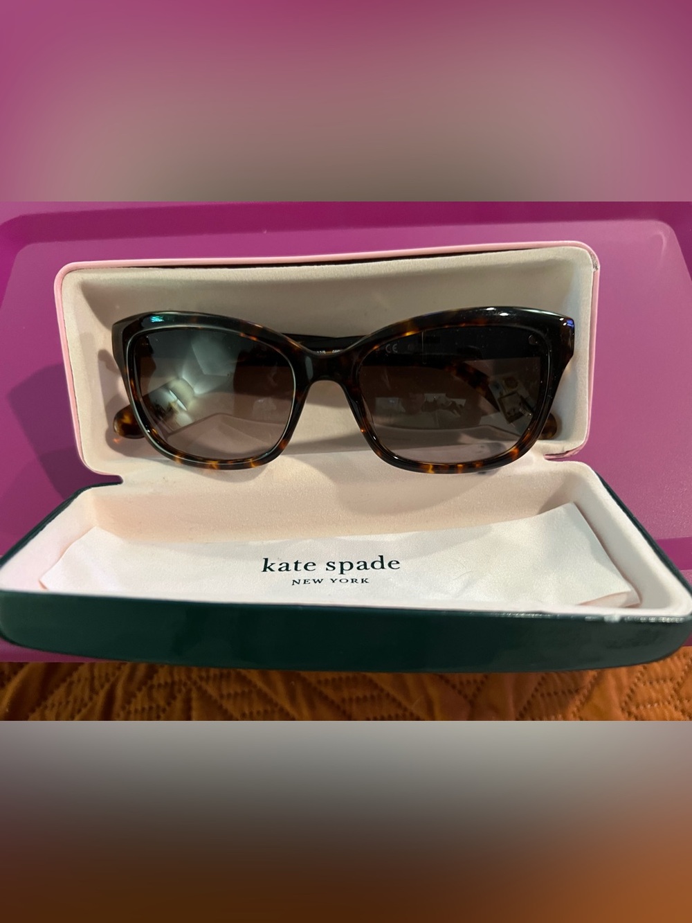 kate spade Tortoiseshell Frame Sunglasses with Brown Lenses